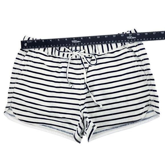 J. Crew Linen Cotton Blend Navy Off White Striped Pull on Shorts Women’s Small - Picture 7 of 10